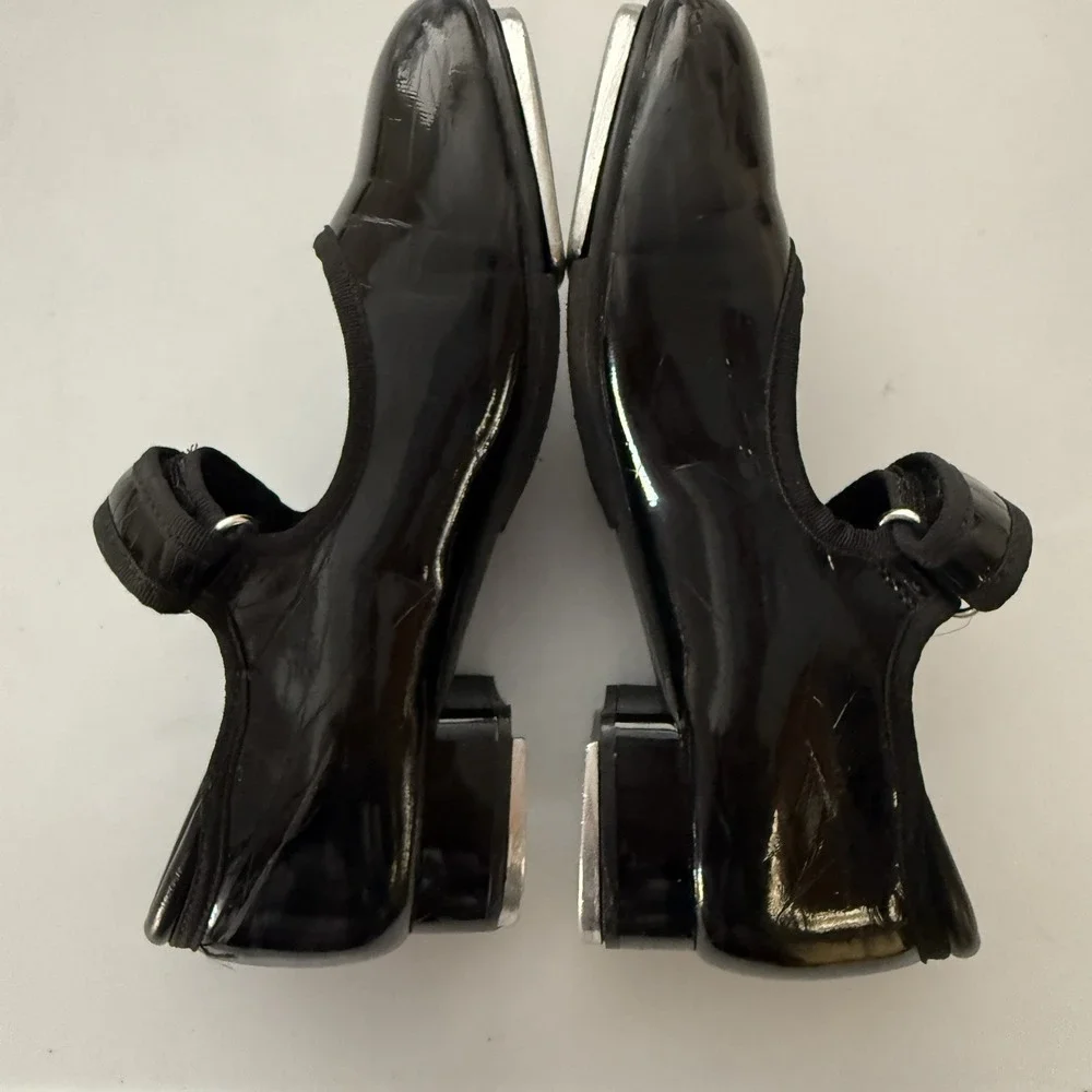Girls Patent Leather Black Tap Dance Shoes Mary Jane 13C